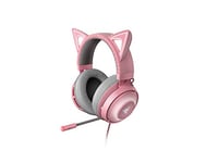 Razer Kraken Kitty Edition - Gaming Headset (The Cat Ear USB Gaming Headset, Chroma Lighting, Wired for Cross-Platform Gaming, 50 mm Driver, 3.5 mm Cable with Line Controls) Quartz Pink