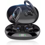 Sport Trådlösa Bluetooth Hörlurar, Trådlösa Hörlurar med Mic Bluetooth, Hi-Fi Stereo Bluetooth -headset Bluetooth headset för sport, arbete mörk