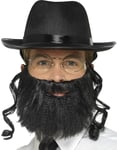 Rabbin Set med Skägg, Glasögon och Hatt med Hår