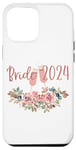 Coque pour iPhone 12 Pro Max Bride 2024 Fête de mariée Toast au vin Motif floral Visite des vignobles
