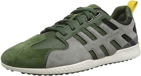 Geox Men's U Snake.2 Low-Top Sneaker, Green (Dk Green/Lt Grey C3287), 10.5 UK