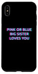 Coque pour iPhone XS Max Pink Or Blue Big Sister Loves You Gender Reveal Baby