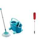 Leifheit Clean Twist Disc Mop Ergo Mobile Set, Moisture Controlled Spin, Wheeled & OXO Good Grips Extendable Microfibre Duster