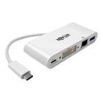 Tripp Lite U444-06N-DGU-C USB-C (Type-C) to DVI Adapter with USB-A, USB-C PD Charging and Gigabit Ethernet, USB 3.1 Gen 1, Thunderbolt 3 Compatible, 1080p