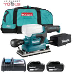 Makita DBO382 18V LXT Brushless Finishing Sander+ 2x 6Ah Batteries Charger & Bag