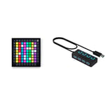 Novation Launchpad Pro [MK3] MIDI 64-Grid Controller and Sequencer & Sabrent 4-Port USB 3.0 Data Hub with Individual LED Power Switches | 2 Ft Cable | Slim & Portable | for Mac & PC (HB-UM43)