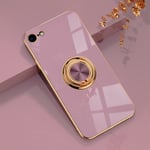 EYZUTAK Electroplated Magnetic Ring Holder Case, 360 Degree with Rotation Metal Finger Ring Holder Magnet Car Holder Soft Silicone Shockproof Cover for iPhone 7 Plus iPhone 8 Plus - Purple