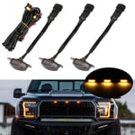 3x Raptor-inspirerade rökade amber LED-frontgrilllampor för Ford F150 Truck SUV