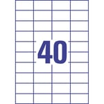 Etiketter på A4-ark, 52,5x29,7 mm, 40 etiketter/ark