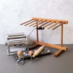 Pasta Making Set with Double Cutter Pasta Machine, Drying Stand, 2x Ravioli Cutters, Non-Stick Ravioli Mould & Rolling Pin