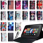 Leather Stand Cover Case +bluetooth Keyboard For Amazon Kindle Fire 7 Hd 8 Hd10