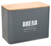 Xbopetda Bread Bin with Wooden Cutting Board Lid, Crackers - Bread Container Box for Kicthen, Large Space Saving Bread Storage Holds 2 Loaves-Gray