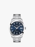 Tissot T1274071104100 Men's Gentleman Automatic Powermatic 80 Date Bracelet Strap Watch, Silver/Blue