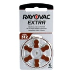 Rayovac Extra Hörapparatsbatteri storlek 312 6 batterier i en karta.