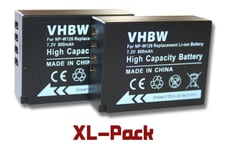 vhbw 2x Batteries compatible avec Fuji / Fujifilm X100F, X-A1, X-A10, X-A2, X-A3, X-A5, X-A7 appareil photo reflex (800mAh, 7,2V, Li-ion)