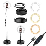 AJH 10-Inch Ring Light, with Tripod Phone Holder, Dimmable 3 Lighting Modes And 10 Brightness Levels Selfie Makeup Lamp,For Taking Portrait Photos