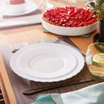Trianon White Opal Glass Dinner Set Dinnerware Tableware Plates Microwave Safe Dishwasher Safe Dining Modern (18pc Dinner Set)