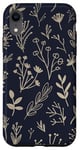 Coque pour iPhone XR Dark Blue Pressed Flowers Pattern Minimalistic Phone Cover