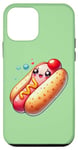 iPhone 12 mini Cute Kawaii Hot Dog with Smiling Face and Bubbles Case
