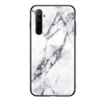 BaiFu Marble Case for OnePlus Nord Marble Clear Tempered Glass Case Soft Silicone Phone Cover Compatible with OnePlus Nord (White)