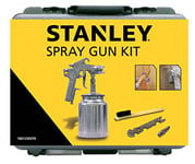 Stanley Pistolet à Peinture pour Compresseur 160123XSTN - avec Mallette de Rangement, Clé, Pinceau et Raccord 1/4" - 4Bar - Métal - Argenté