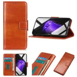 MISKQ Case Compatible with Xiaomi Redmi 9C, Real Leather Flip Case, Magnetic Flip Leather Case, Shockproof Case(Brown)