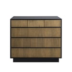 Englesson Line Hög byrå Walnut/black-3+3 lådor-sockel