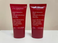 2 x Clarins Super Restorative Night Cream lifts targets wrinkles 2x15ml