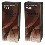 2 x Berina Permanent Hair dye color cream # A28 Dark Chocolate