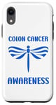 Coque pour iPhone XR Simple blue Dragonfly quote Colon Cancer Awareness