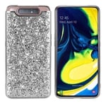 Glitter Samsung Galaxy A80 skal - Silver/Grå