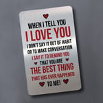 Valentines Gift Poem Metal Wallet Card I LOVE YOU Boyfriend Girlfriend Husband