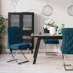 vidaXL spisebordsstole 6 stk. 53x52x98 cm fløjl rustfrit stål blå