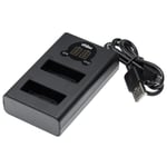 vhbw Chargeur de batterie double USB compatible avec Olympus Pen E-P3, E-PL2, E-PL3, E-PL5 caméra, DSLR, action-cam - Chargeur, témoin LED de charge
