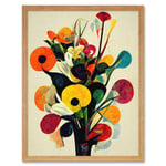 Abstract Kandinsky Inspired Multicolour Flower Bouquet In Vase Art Print Framed Poster Wall Decor 12x16 inch