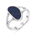 Sterling Silver Opal Doublet Abstract Split Shank Ring D