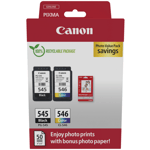 Canon PG545 Black CL546 Colour Ink Cartridge Photo Value Pack For PIXMA TS3350