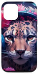 Coque pour iPhone 12/12 Pro Cute Anime Gamer Cheetah Gaming Casque Rose Fleurs Art
