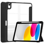 Apple iPad 11 11th Gen (2025) Fodral Tri-fold med Pencil-hållare svart/transparent