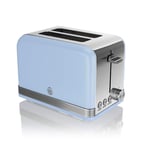 BLUE Toaster  2 Slice Swan Retro Kitchen Appliance Defost Reheat Cancel Function
