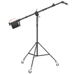 Neewer Photography Light Stand with Pulleys, 88.5"/225CM Wheeled Base Stand with 98.4"/250CM Boom Arm and Empty Sandbag for Monolight Strobe Softbox and Other Photography Equipment, Load Up to 10KG