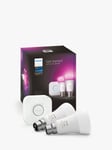 Philips Hue White and Colour Ambiance Wireless Lighting LED Starter Kit with 2 B22 Bulbs with Bluetooth & Bridge