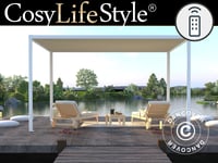 Pergola paviljong Trädgårdspaviljong San Fernando, 4x3m, Vit/Beige