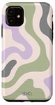 Coque pour iPhone 11 Vert sauge Retro Liquid Swirl Motif abstrait Violet Téléphone