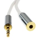 1.5m PRO METAL WHITE 3.5mm Stereo Jack Headphone Extension Cable [006928]