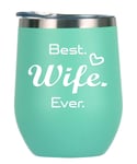 Best Wife Ever Wine Tumbler 12 oz, Funny Birthday Gifts for Women, Mother's Day, Valentine's Day, Dating, Wedding Anniversary, Christmas Gifts for Wife, Romantic Gift Ideas for Her from Husband