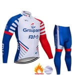 AJSJ 2019 New Cycling Team Bibs Pants Set Mens Winter Thermal Fleece Pro Bike Jacket Maillot Wear,Pic Color,Xl