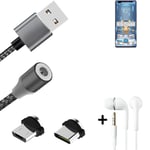 Magnetic charging cable + earphones for Huawei nova 8 Pro King of Glory Edition 