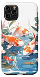 iPhone 11 Pro four koi fish japanese carp asian goldfish flowers lily pads Case