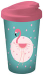 infinite by GEDA LABELS 15932 Flamingo Coffee to go Gobelet en Plastique, Turquoise/Rose, 9 x 9 x 17 cm